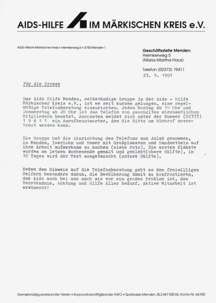 Pressemitteilung vom 23.09.1991