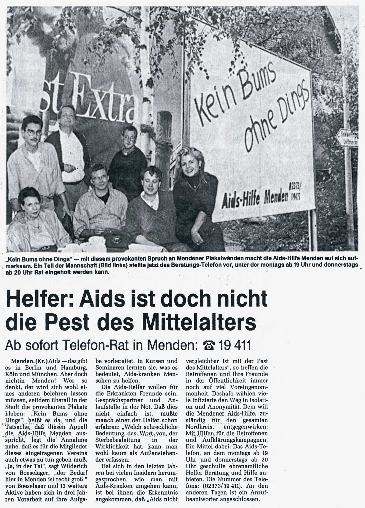 Artikel in der Westfalenpost vom 24.09.1991
