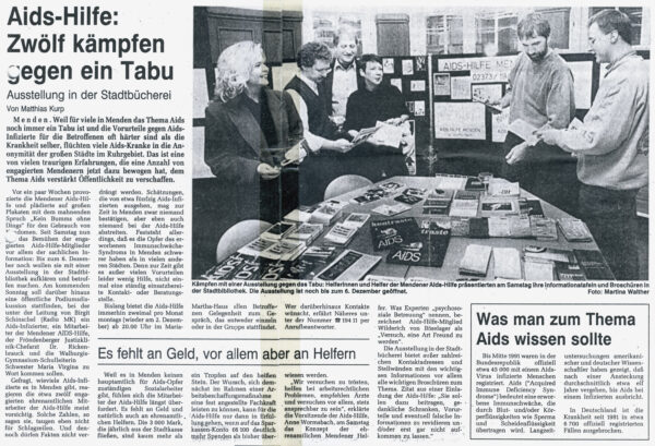 Artikel in der Westfalenpost vom 25.11.1991
