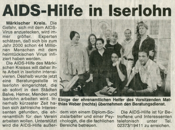 Artikel im Stadtspiegel Iserlohn vom 11.09.1996