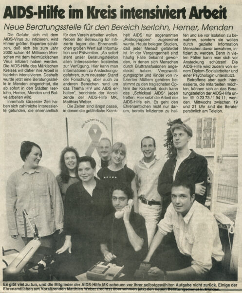Artikel im Iserlohner Kreisanzeiger vom 20.09.1996