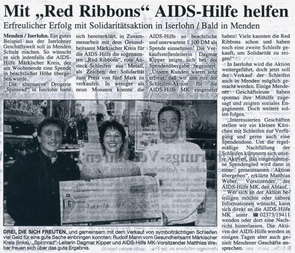 Artikel in der Mendener Zeitung vom 22.10.1996