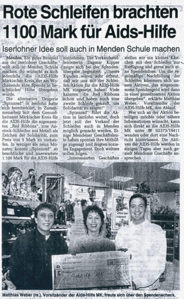 Artikel in der Westfalenpost vom 22.10.1996