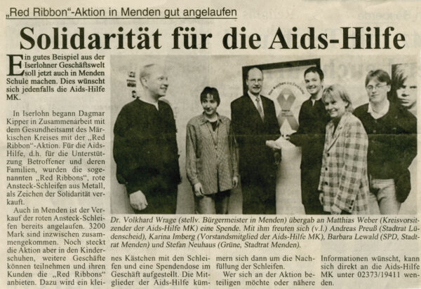 Artikel in der Mendener Zeitung vom 07.04.1997