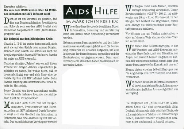 Innenseite des Faltblattes von 1997