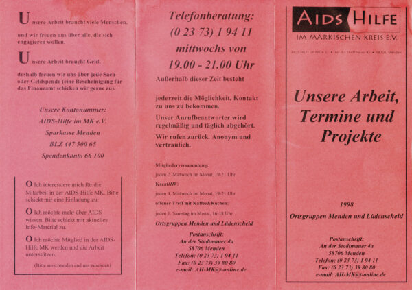 Außenseite des Faltblattes von 1998