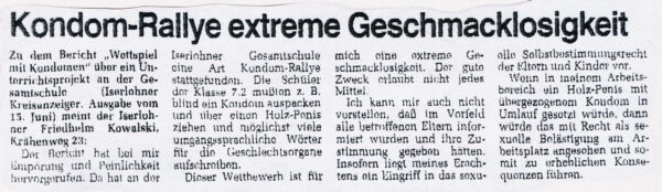 Leserbrief im Iserlohner Kreisanzeiger vom 17.06.1999