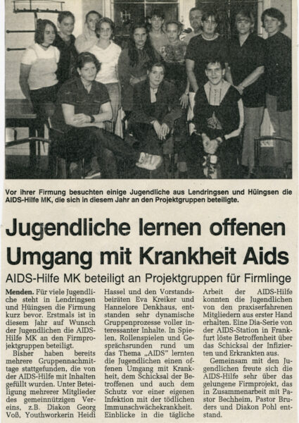 Artikel in der Westfalenpost im Dezember 1999