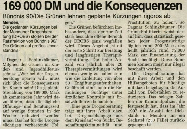 Artikel in der Westfalenpost vom 25.01.2000