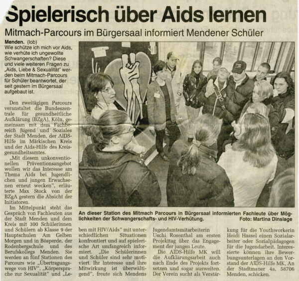 Artikel in der Westfalenpost vom 17.03.2000