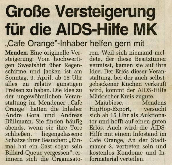 Artikel in der Westfalenpost vom 30.03.2000