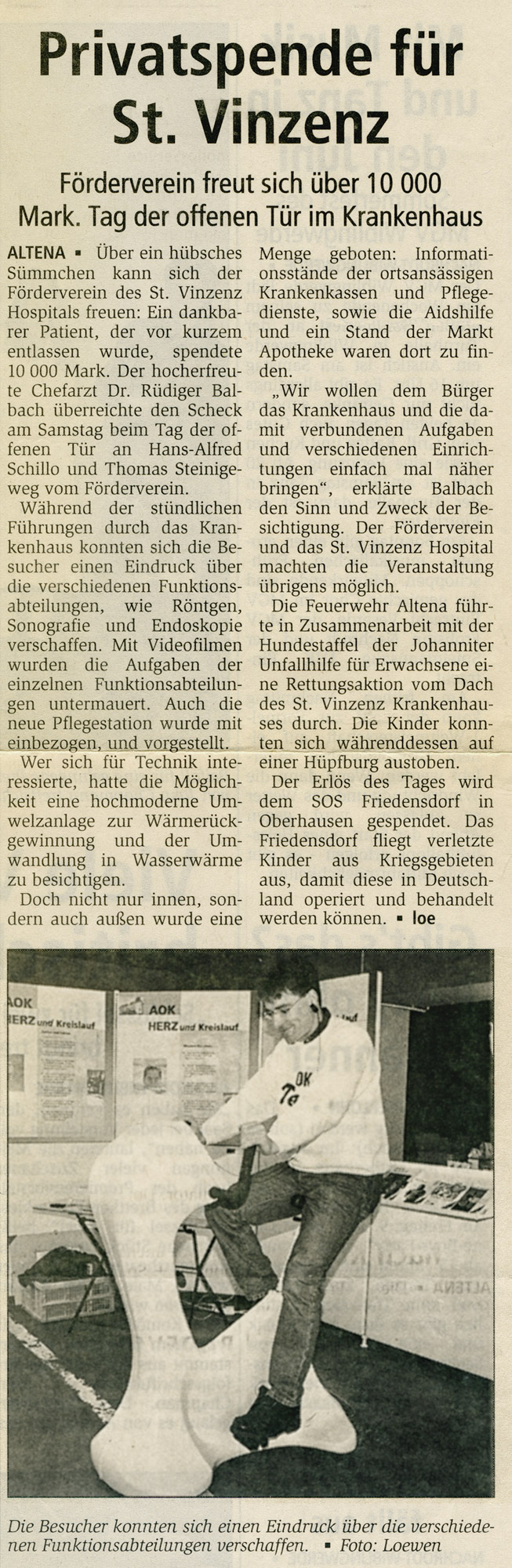 Artikel im Altenaer Kreisblatt vom 30.05.2000