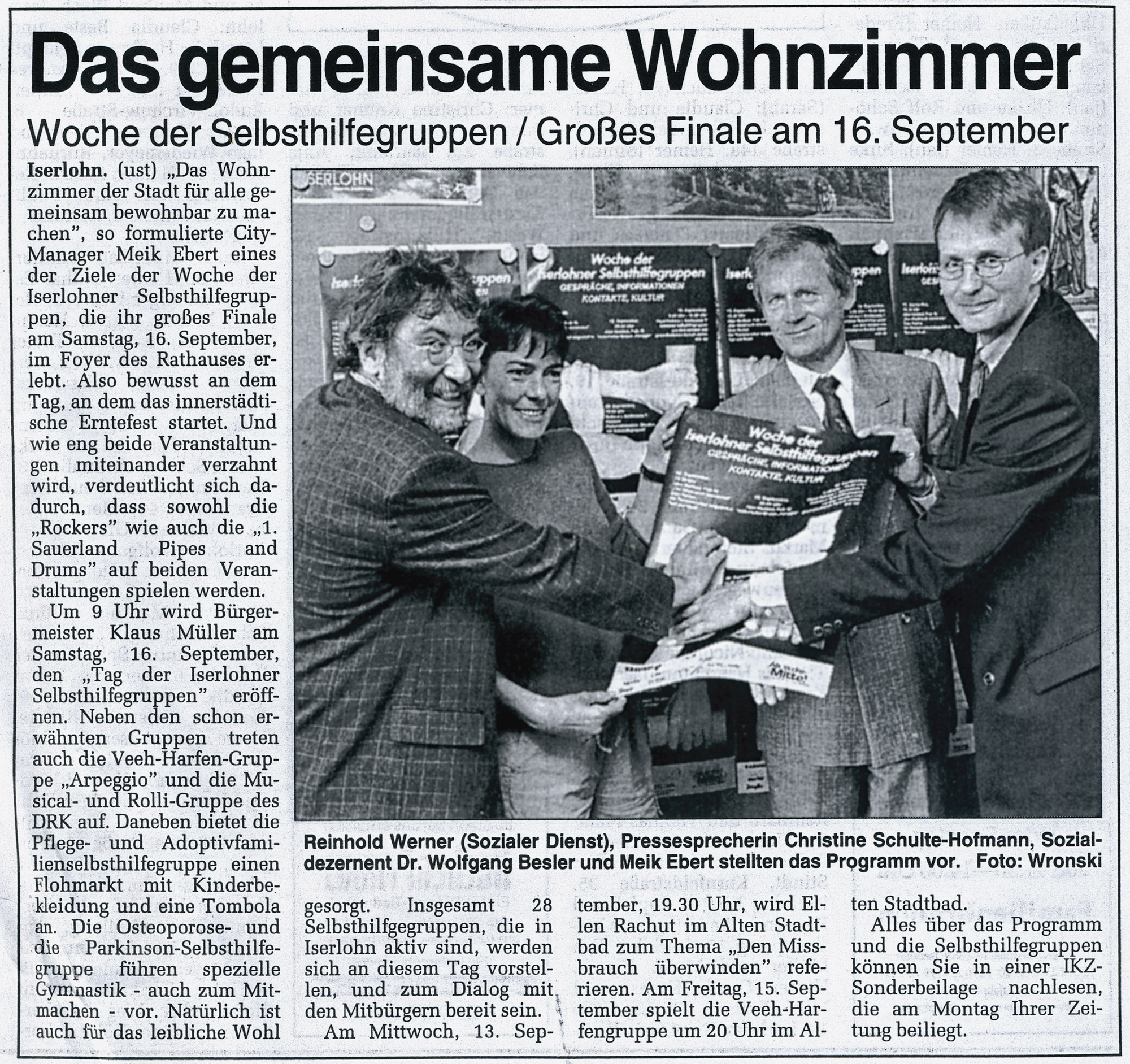 Artikel im Iserlohner Kreisanzeiger vom 09.09.2000