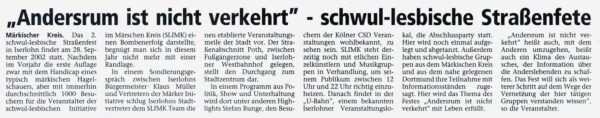 Artikel in der Westfälischen Rundschau vom 24.09.2002