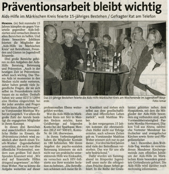 Artikel im Iserlohner Kreisanzeiger vom 17.10.2002