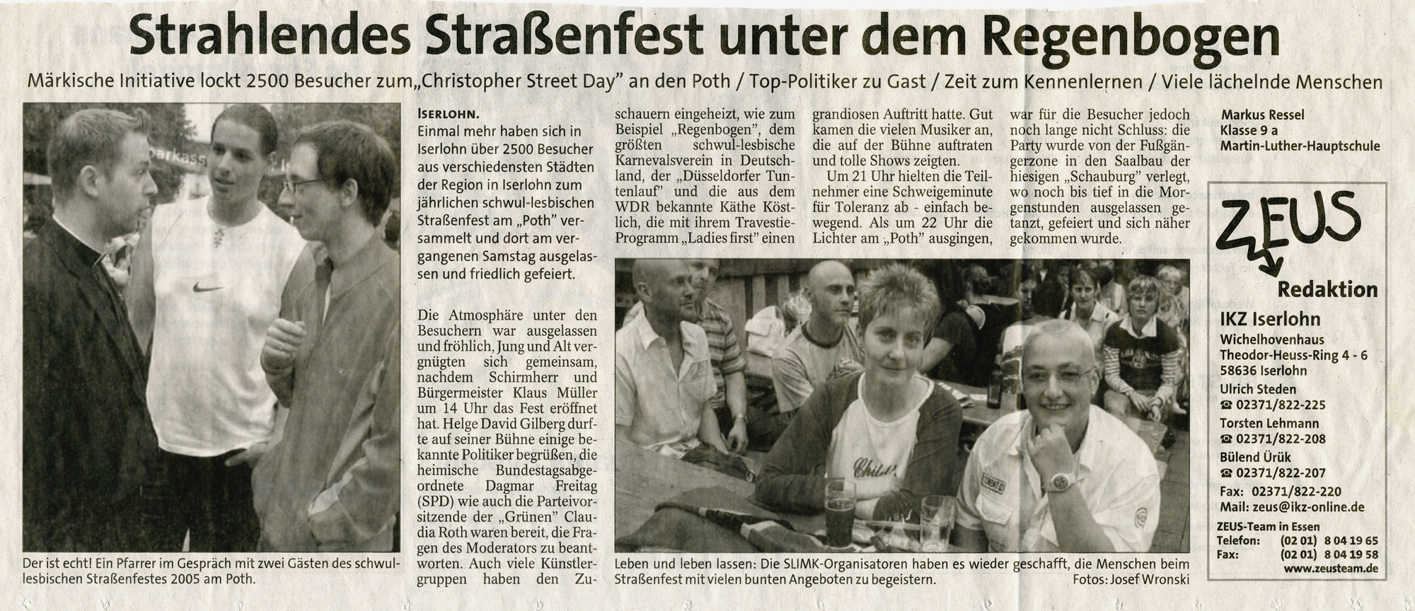 Artikel im Iserlohner Kreisanzeiger vom 14.09.2005