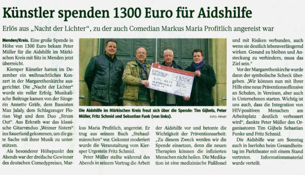 Zeitungsartikel in der Westfalenpost vom 10.03.2015