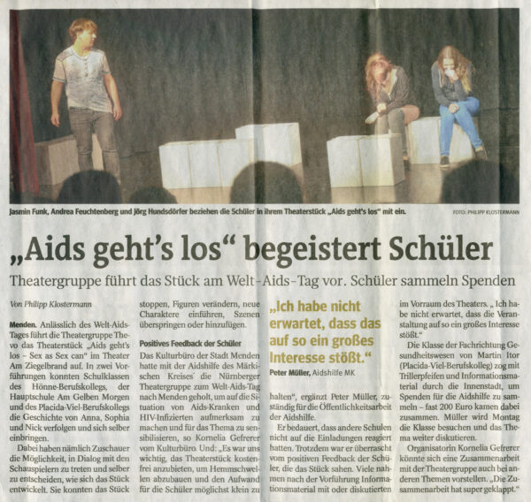 Artikel in der Westfalenpost vom 03.12.2015