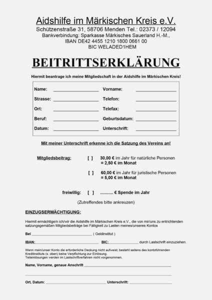 Unser Mitgliedsantrag