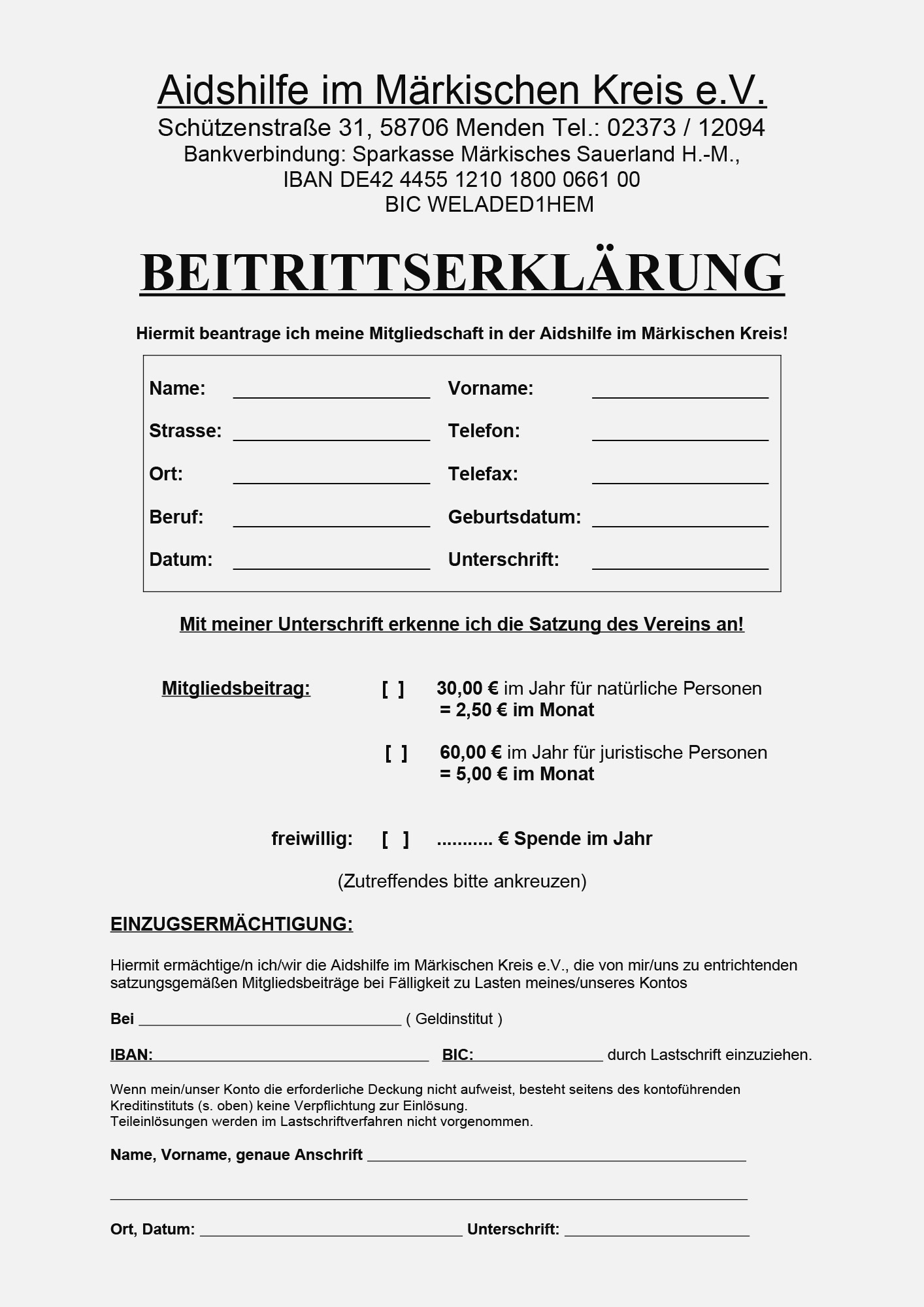 Unser Mitgliedsantrag