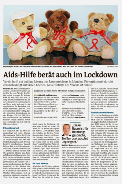 Artikel in der Westfalenpost vom 13.03.2021