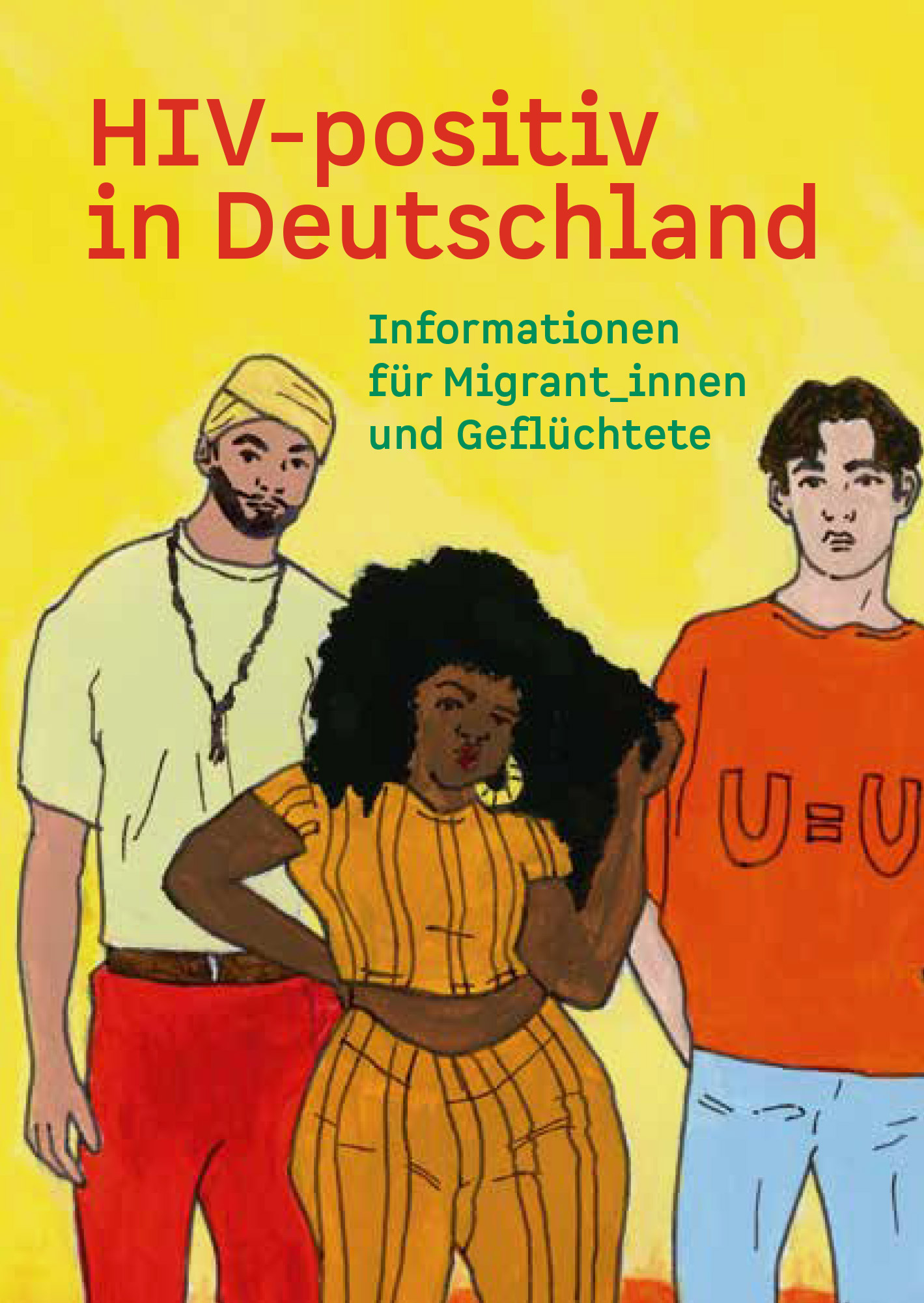 Titelseite der Broschüre "HIV-positiv in Deutschland - Informationen für Migrant_innen und Geflüchtete"