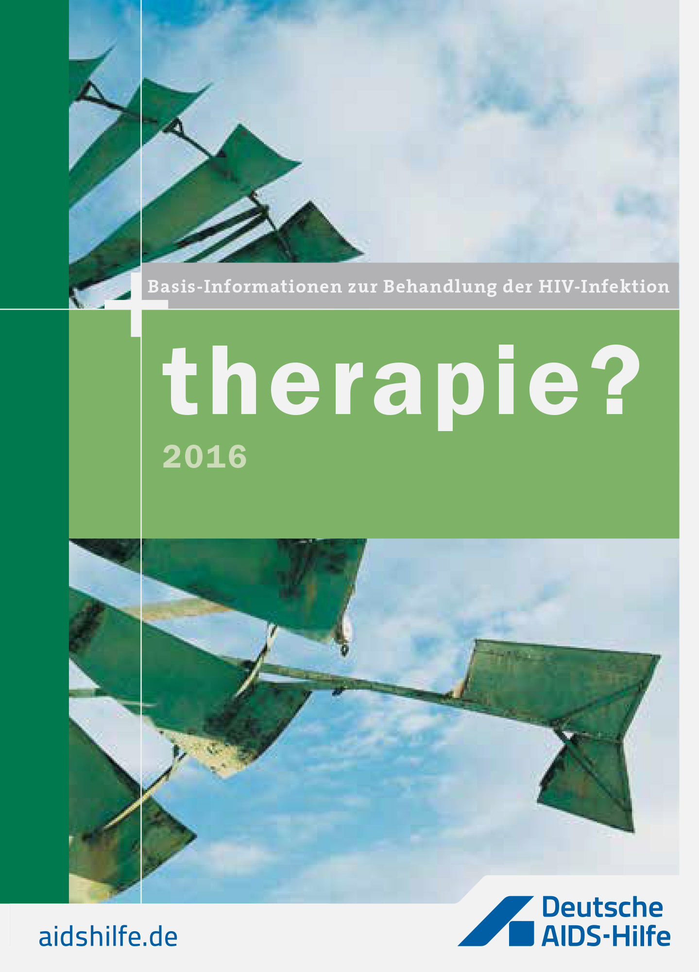 Titelseite der Broschüre "therapie? - Basisinformationen zur Behandlung der HIV-Infektion"
