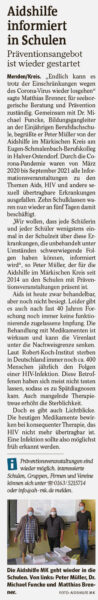Zeitungsartikel in der Westfalenpost Menden vom 04.10.2021