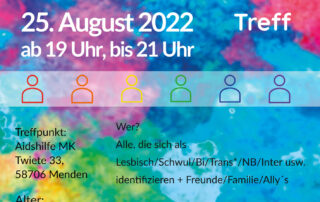 Flyer zum ersten "Queer Menden Treff" am 25. August 2022