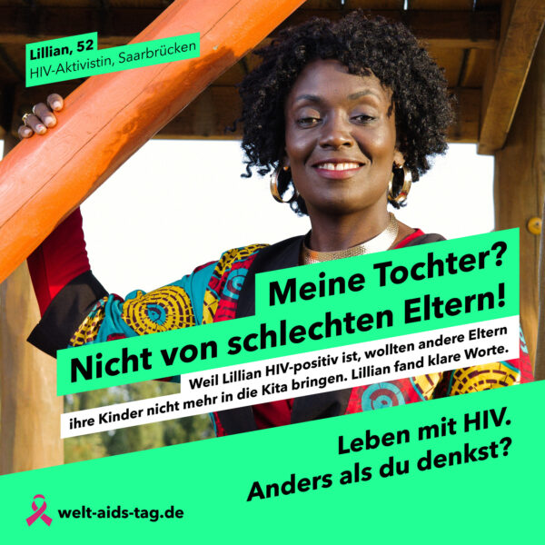Welt-Aids-Tag 2022: Kampagnenmotiv "Meine Tochter? Nicht von schlechten Eltern!"
