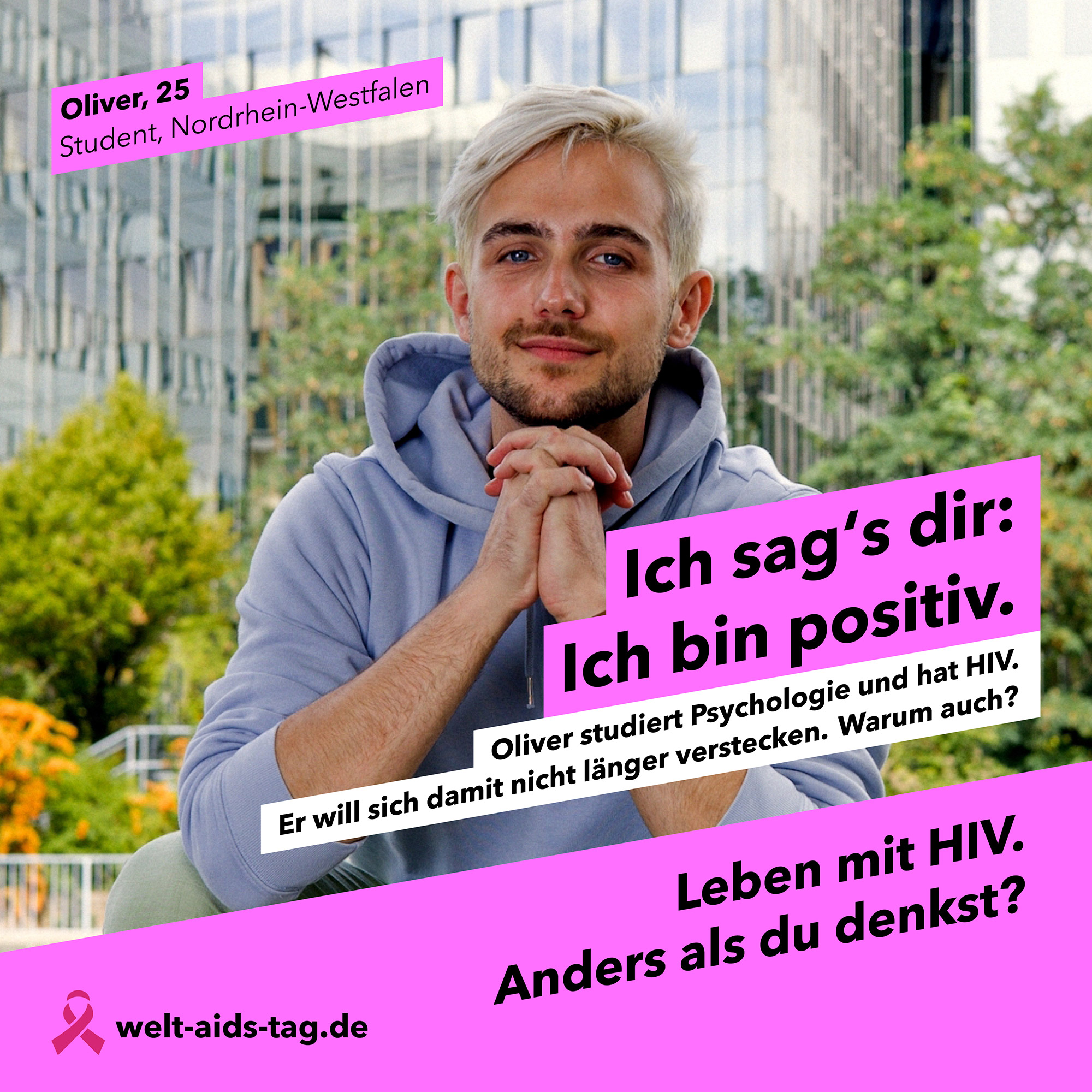 Welt-Aids-Tag 2022: Kampagnenmotiv "Ich sag's dir: Ich bin positiv."