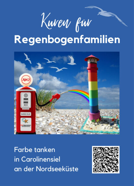 Flyer zu den Kuren für Regenbogenfamilien der Aids-Hilfe Friesland-Wilhelmshaven-Wittmund e.V.