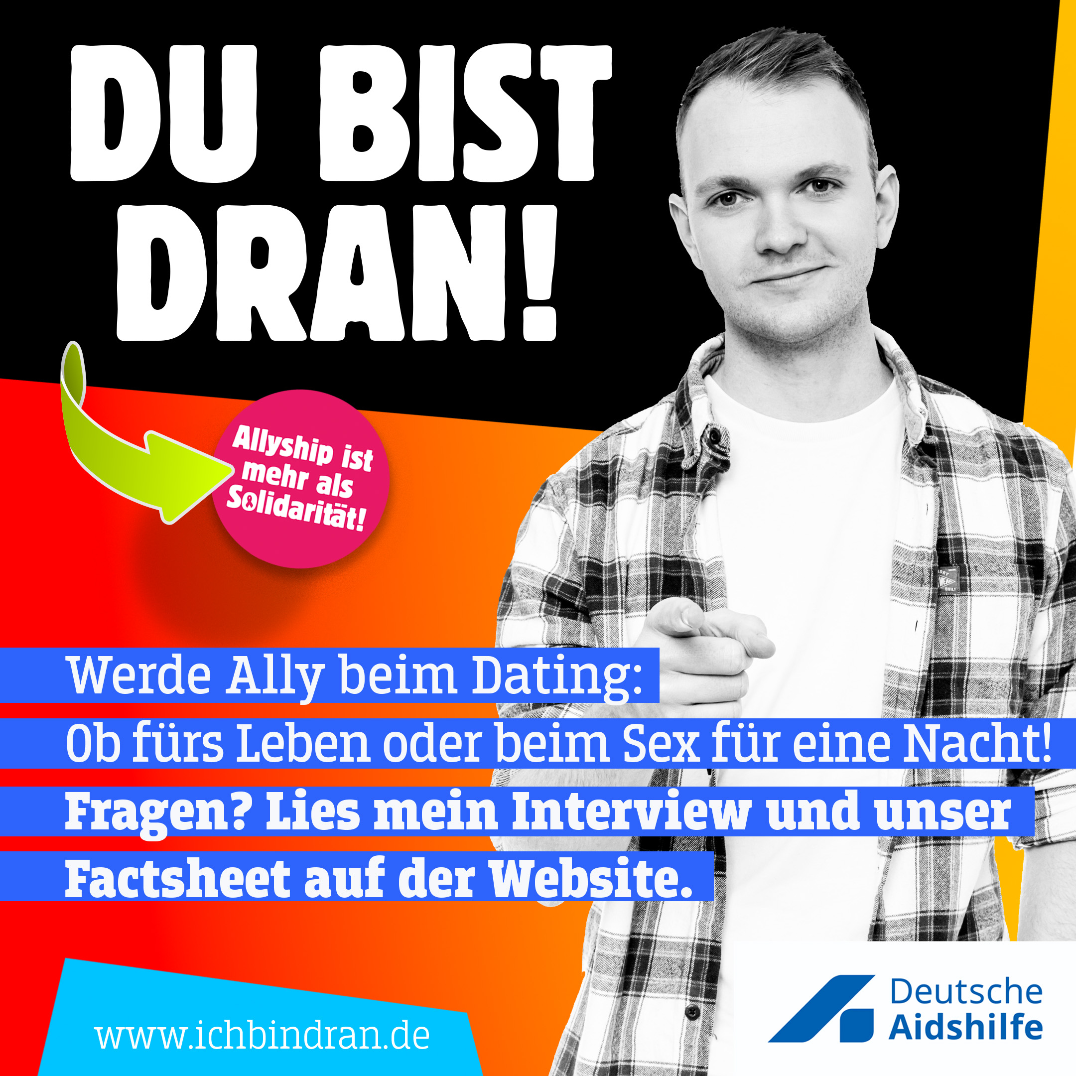 Andrew aus Köln sagt: "Beim Dating mache ich keinen Unterschied zwischen meiner PrEP und deinem Schutz durch Therapie!"