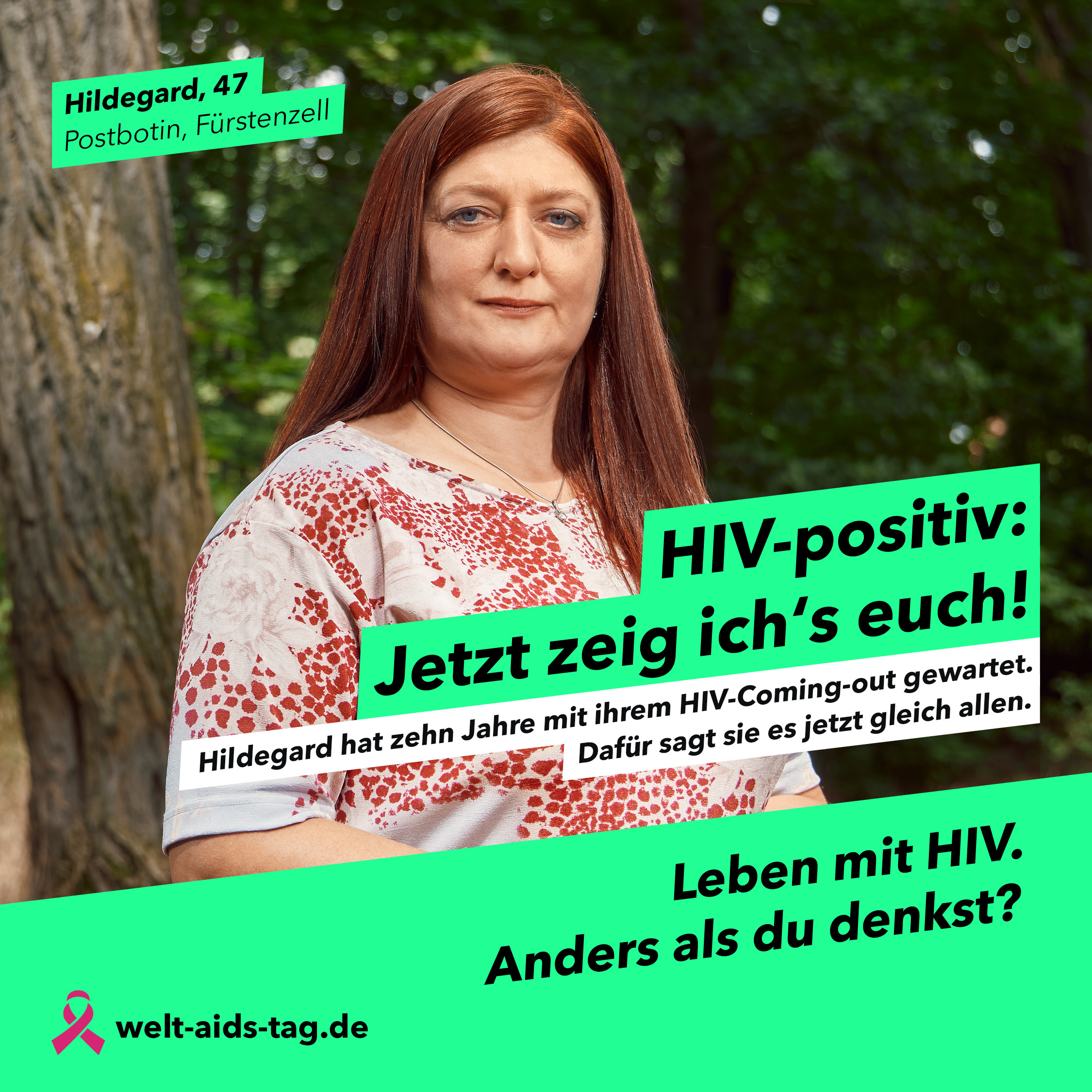 Welt-Aids-Tag 2023, Kampagnenmotiv: "HIV-positiv: jetzt zeig ich's euch!"